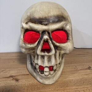 Skeleton Skull Head Light Up Halloween Blow Mold Yard Decoration VTG 15"